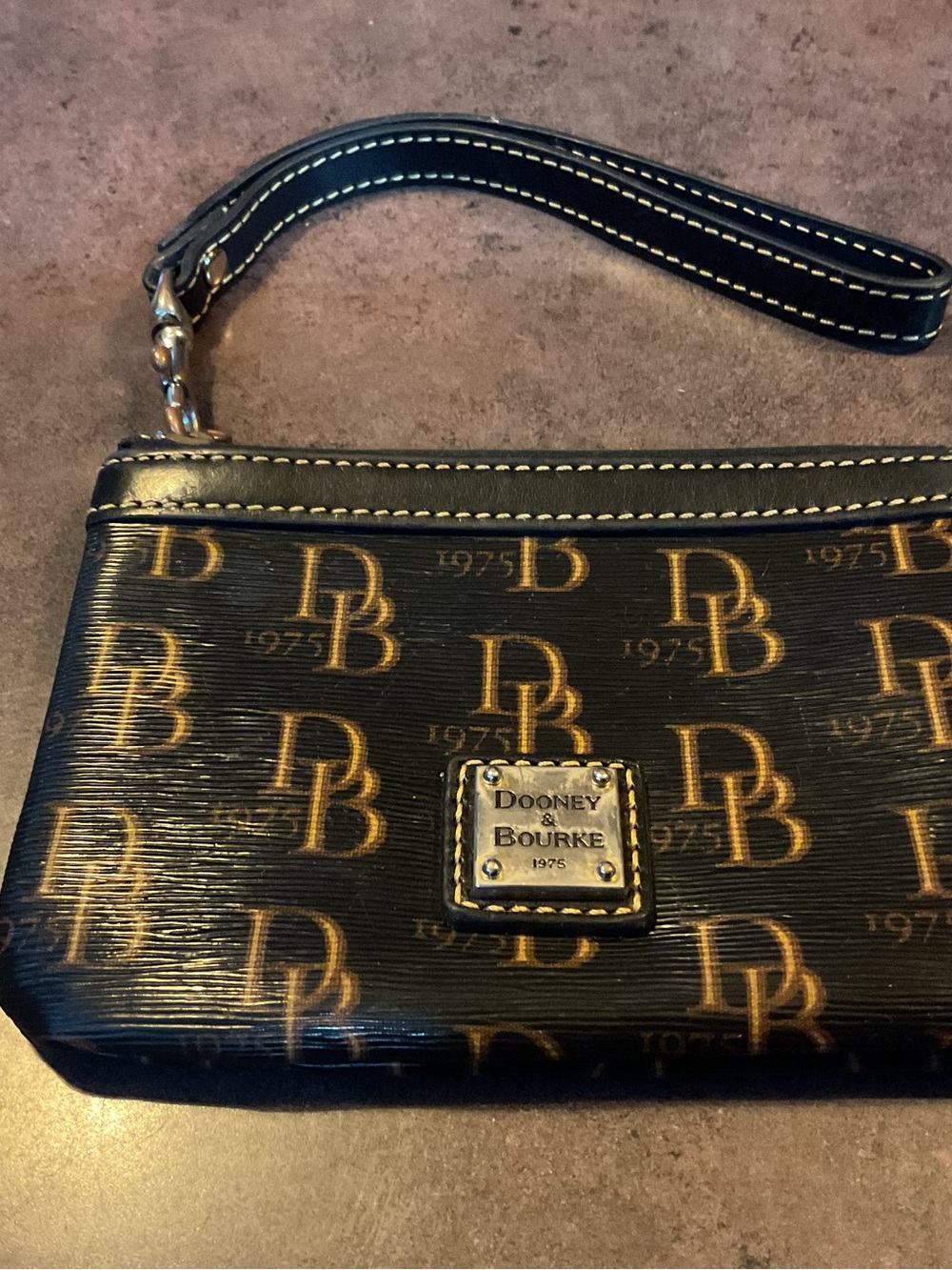 Dooney & Bourke Navy Blue and Brown Wristlet Pouch - Picture 5 of 5